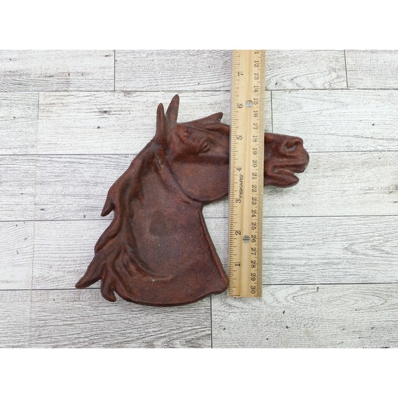 Vintage Horse Head Cast Iron Art Tray Dish Cigar Spoon Ashtray Western Decor - Picture 7 of 11